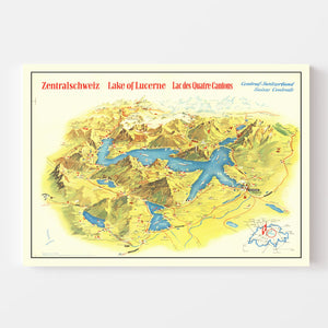 Vintage Map of Lake Lucerne, 1938