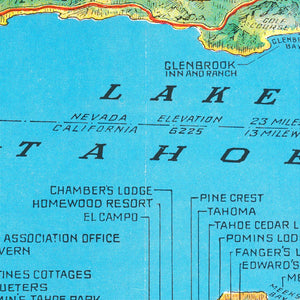 Vintage Map of Lake Tahoe 1935