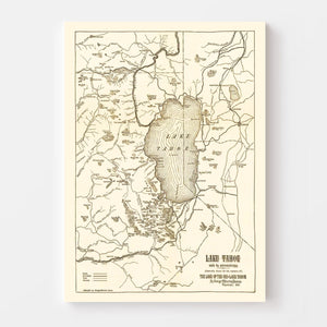 Vintage Map of Lake Tahoe, 1915