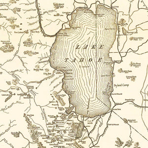 Vintage Map of Lake Tahoe, 1915