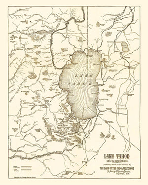 Vintage Map of Lake Tahoe, 1915