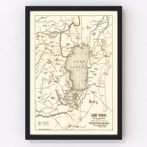 Vintage Map of Lake Tahoe, 1915