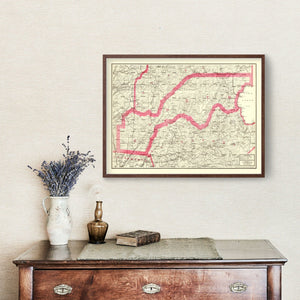 Vintage Map of Lake Tahoe, 1914