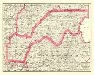 Vintage Map of Lake Tahoe, 1914