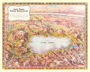 Vintage Map of Lake Tahoe, 1945