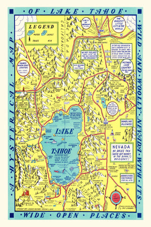 Vintage Map of Lake Tahoe, 1947