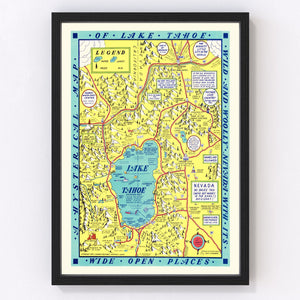 Vintage Map of Lake Tahoe, 1947
