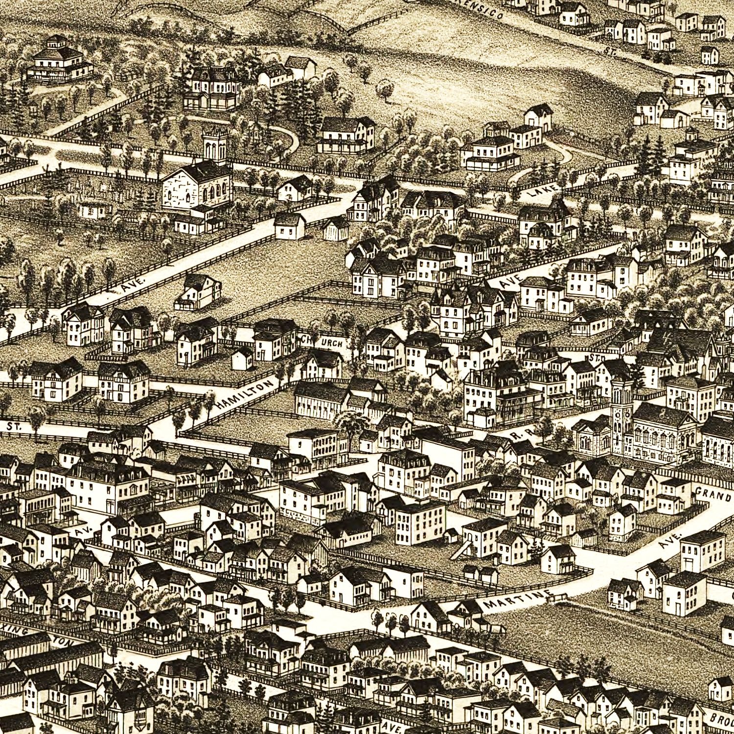 Vintage Map of White Plains, New York 1887