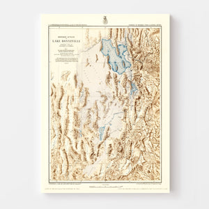 Vintage Map of Lake Bonneville, 1877