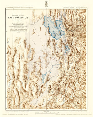 Vintage Map of Lake Bonneville, 1877