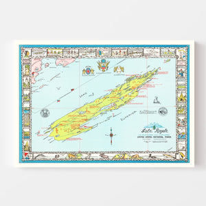 Vintage Map of Isle Royale, 1939