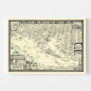 Vintage Map of Toluca Lake Lakeside Golf Course, 1936