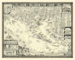 Vintage Map of Toluca Lake Lakeside Golf Course, 1936