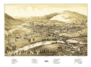 Vintage Map of Windsor, New York 1887
