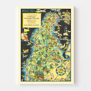 Vintage Map of San Francisco County, California 1930