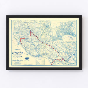 Vintage Map of Santa Cruz County, California 1916
