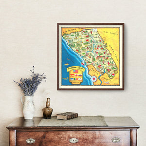 Vintage Map of Sonoma County, California 1945