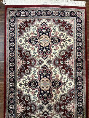 Sino Persian Runner Rug 2.7 x 8, Floral, Handmade, 250 KPSI