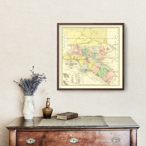 Vintage Map of Los Angeles County, California 1880