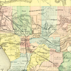 Vintage Map of Los Angeles County, California 1880