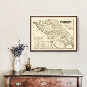 Vintage Map of Sonoma County, California 1902