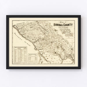 Vintage Map of Sonoma County, California 1902