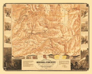Vintage Map of Sierra County, California 1874