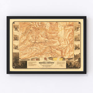 Vintage Map of Sierra County, California 1874
