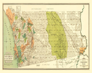 Vintage Map of San Diego County, California 1900