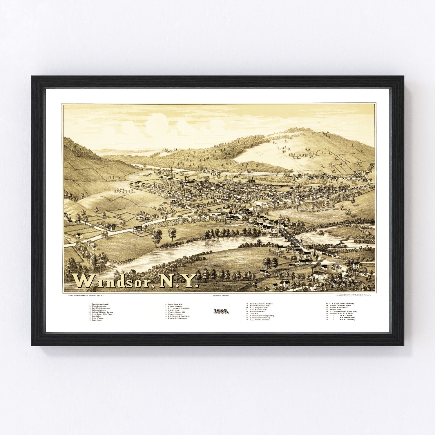 Vintage Map of Windsor, New York 1887