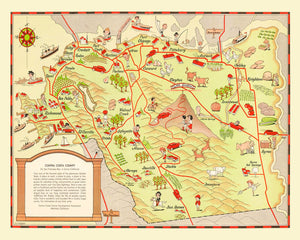 Vintage Map of Contra Costa County, California 1930