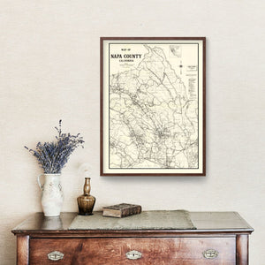 Vintage Map of Napa County, California 1950