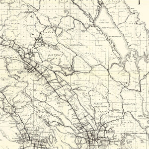 Vintage Map of Napa County, California 1950