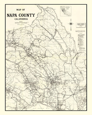 Vintage Map of Napa County, California 1950