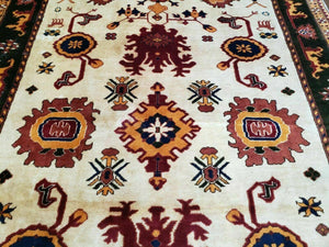 5' X 6' Vintage Handmade Knotted Turkish Kazak Pattern Wool Rug Bohemian Boho Interior Design