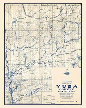 Vintage Map of Yuba County, California 1913