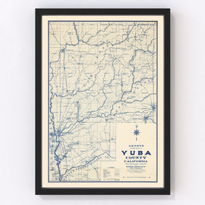 Vintage Map of Yuba County, California 1913