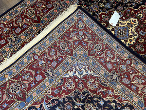 Dark Blue Persian Rug 5x8, Kork Wool Semi Antique Kashan Carpet, Very Fine Lachak Toranj Rug, Hand Knotted Floral Medallion Rug, 5 x 8 Oriental Rug