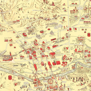 Vintage Map of El Paso, TX Business Section 1932