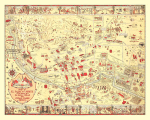Vintage Map of El Paso, TX Business Section 1932