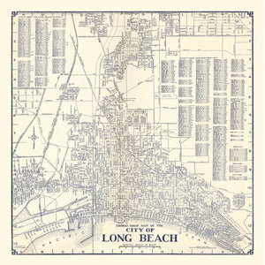 Vintage Map of Long Beach, CA Business Section 1938