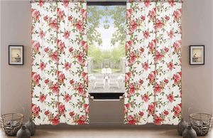 DaDa Bedding Set of 2-Pieces Romantic Roses Pink Floral Sheer Window Panel Curtains (JHW-879)
