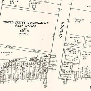 Vintage Map of Amsterdam, NY Business Section 1947