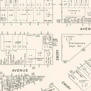 Vintage Map of Asbury Park, NJ Business Section 1947