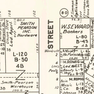 Vintage Map of Auburn, NY Business Section 1947