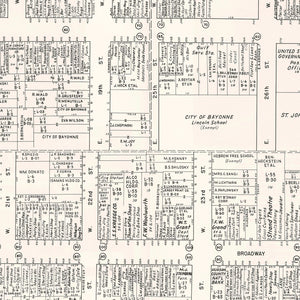 Vintage Map of Bayonne, NJ Business Section 1947