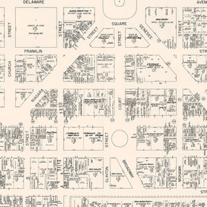 Vintage Map of Buffalo, NY Business Section 1947