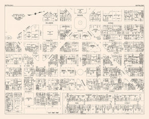 Vintage Map of Buffalo, NY Business Section 1947