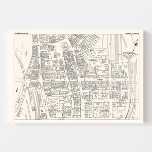 Vintage Map of Cumberland, MD Business Section 1947