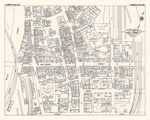 Vintage Map of Cumberland, MD Business Section 1947